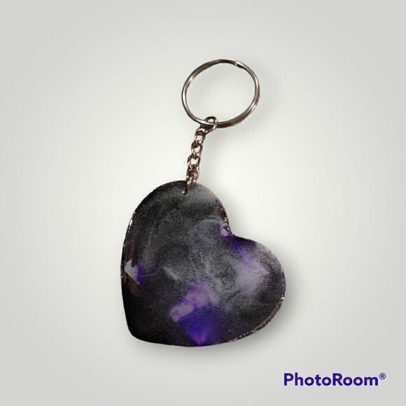 Emily Vaughn Purple Ink Heart Keychain (Z163) - Picture 7 of 9